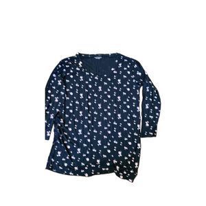 Victoria's Secret Womens Blue 3/4 Sleeve V-Neck Floral Nite Shirt Size XL